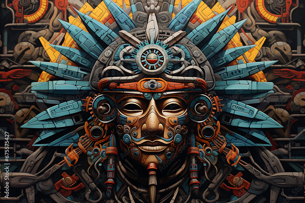 Maya wallpaper illustration, maya mask, tribal