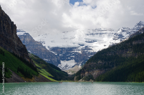 Beautiful mountains  lakes  glaciers and waterfalls in the Canadian Rocky Mountains