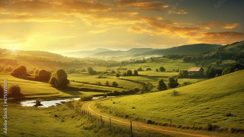 Fototapeta sunset in region