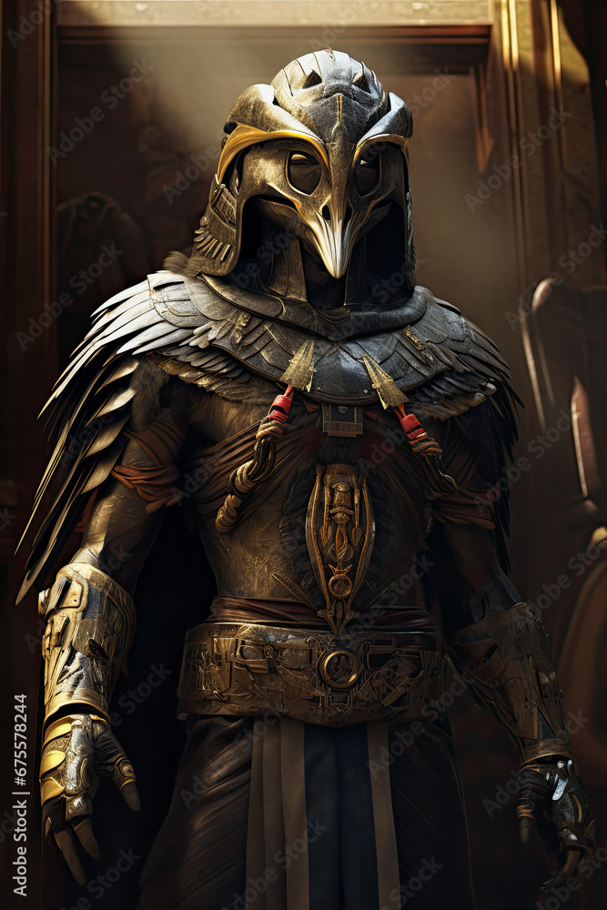 Egyptian warrior game character.