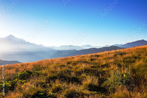 morning in the Caucasus mountain range in Georgia. Mountain landscape © photosaint