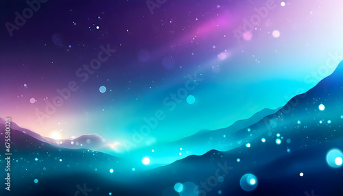 A captivating image featuring bioluminescent abstract waves adorned with a multitude of luminous bubbles and bokeh lights, awash in a harmonious blend of blues and violet. ai generated © emaotx