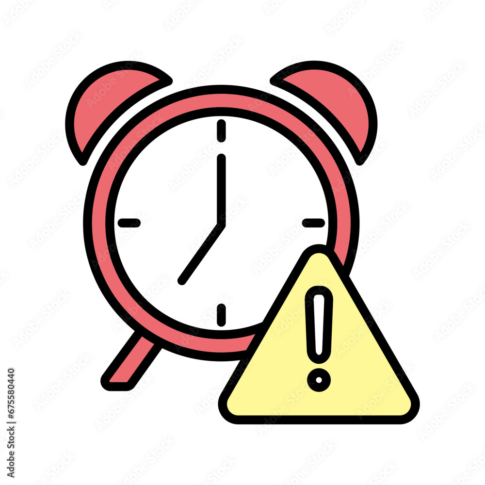 red alarm clock with exclamation mark vector icon red alarm clock with exclamation mark vector icon