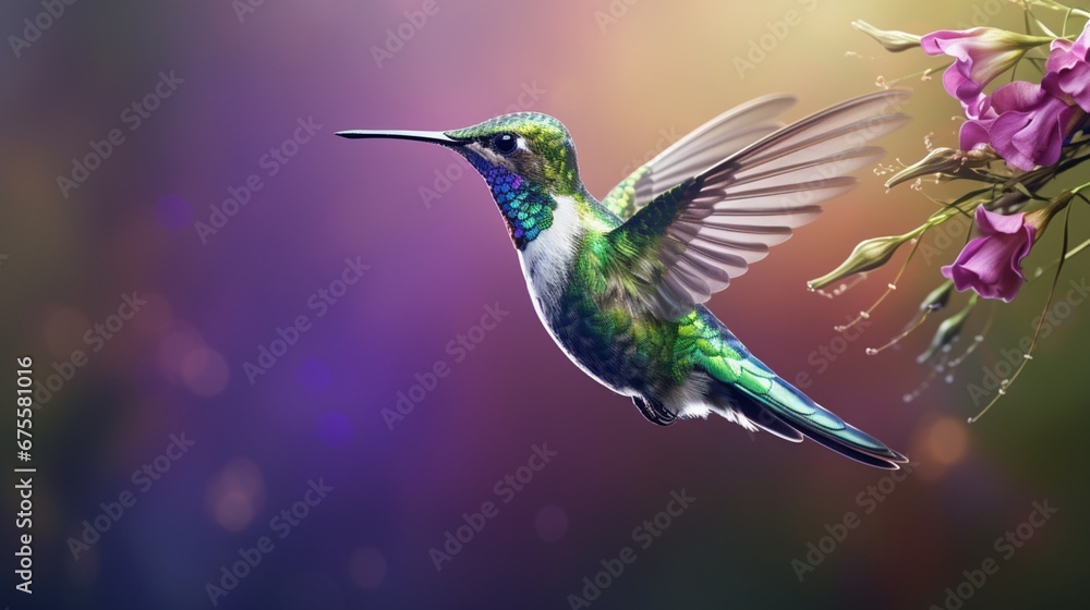 Fototapeta premium hummingbird feeding on flower