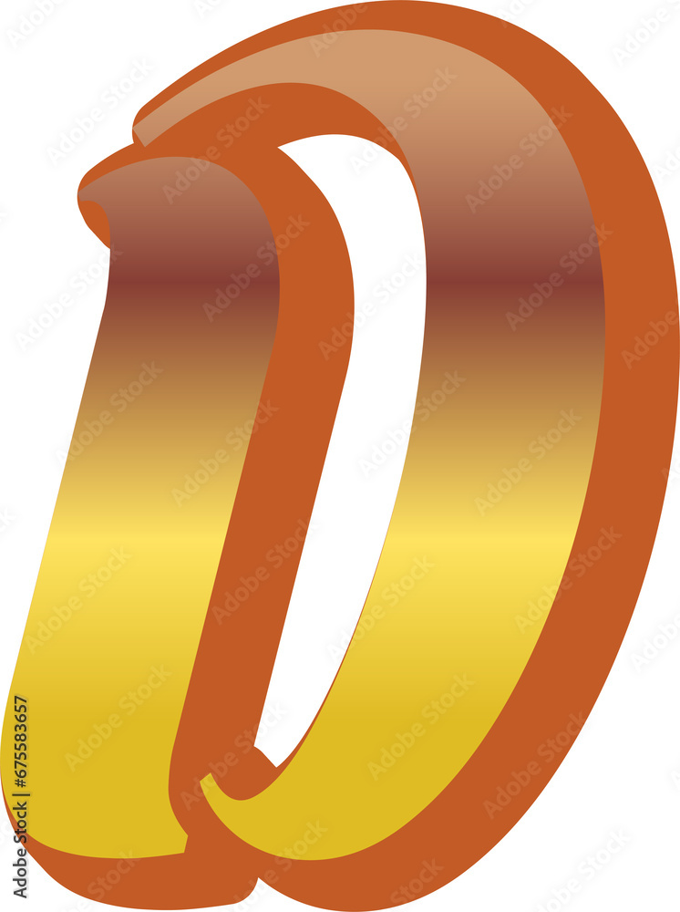 gold Gradient alphabet letter D