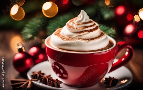Festive Hot Cappuccino with Fluffy Milk Foam