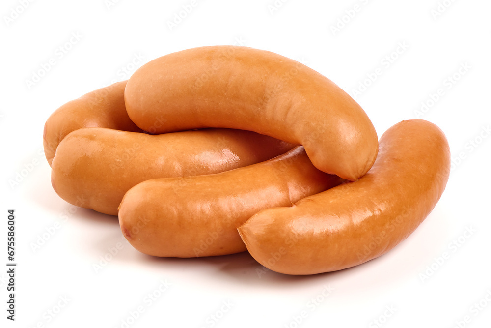 Boiled pork sausages, isolated on white background. High resolution image. Boiled pork sausages, isolated on white background. High resolution image.