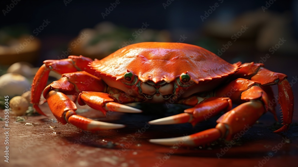 Crab With detailed view,other dishes in the background