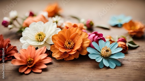 bouquet of flowers on a wooden table