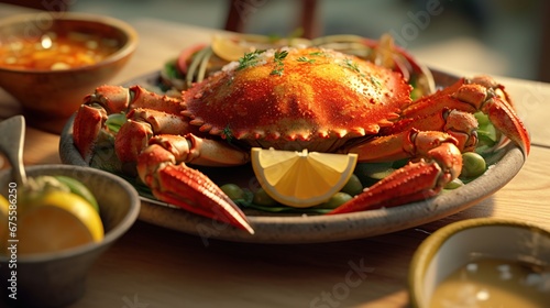 Crab With detailed view,other dishes in the background