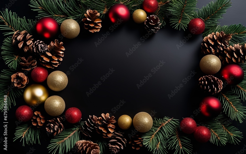 Christmas and New Year background with copy space for greeting card or web banner