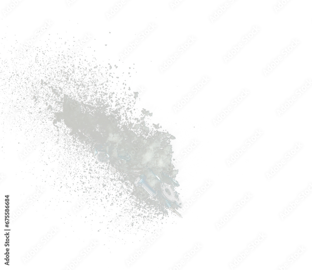 Nail spike Nut bold sharp object under snow on road. Dangerous sharpen nail glass object hidden in snow. Snow fall with risk accident hazard cover trash garbage debris. Black background isolated Nail spike Nut bold sharp object under snow on road. Dangerous sharpen nail glass object hidden in snow. Snow fall with risk accident hazard cover trash garbage debris. Black background isolated
