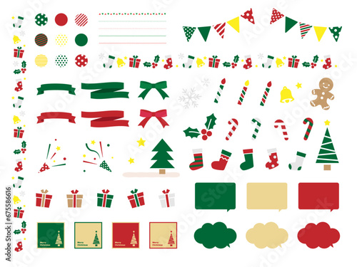 クリスマスのあしらいアイコンセット