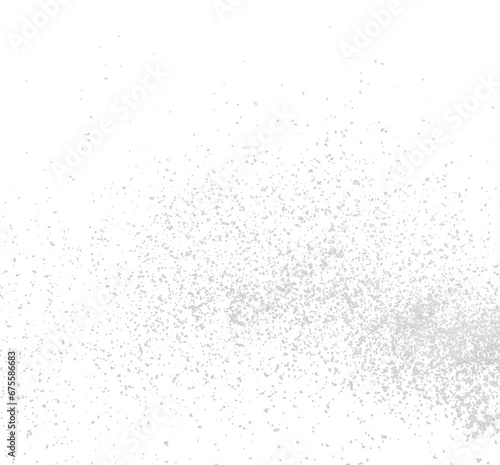 Photo image of falling down snow, fine small size snows. Freeze shot on black background isolated overlay. Fluffy White snowflakes splash cloud in mid air. Real Snow throwing shower