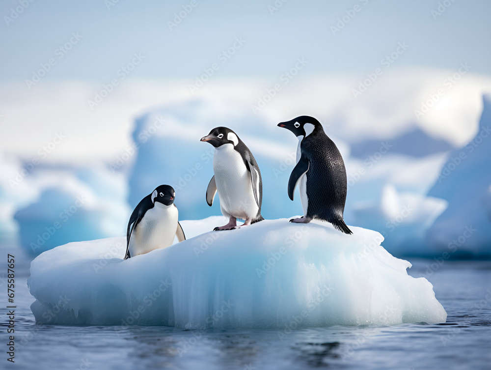 group of penguins on an ice floe