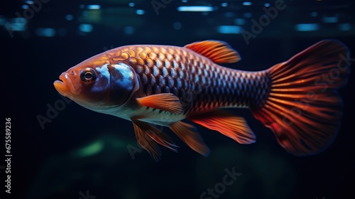 Arowana fish on a dark background. photo