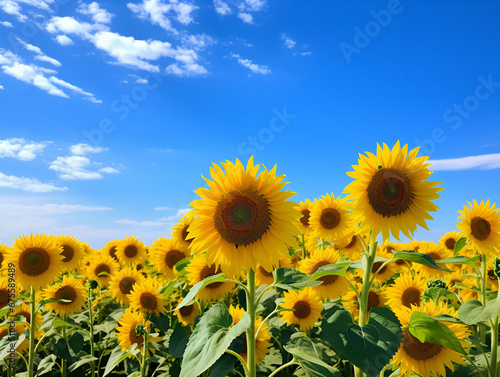 sunflower field with a clear blue sky