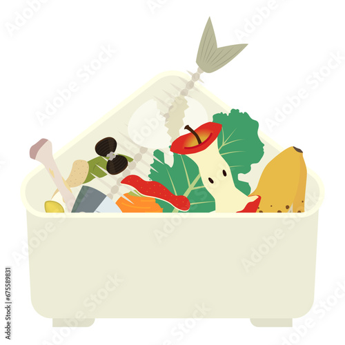 生ごみが入った三角コーナーのイラスト