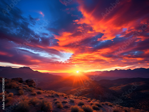 vibrant sunset over the mountains