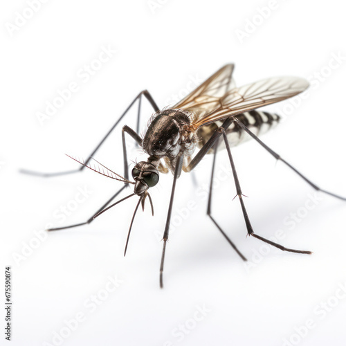 closeup mosquito on white background.