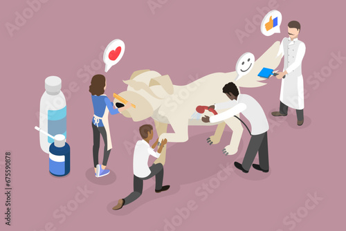 3D Isometric Flat Vector Illustration of Pet Beauty Salon, Dog Barber Shop