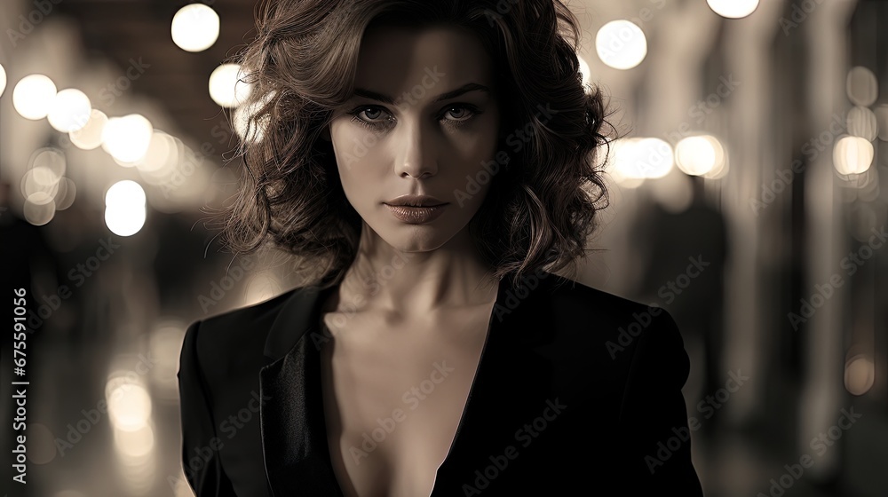 Photo of a beautiful model dressed in elegant clothes on the street Photo of a beautiful model dressed in elegant clothes on the street