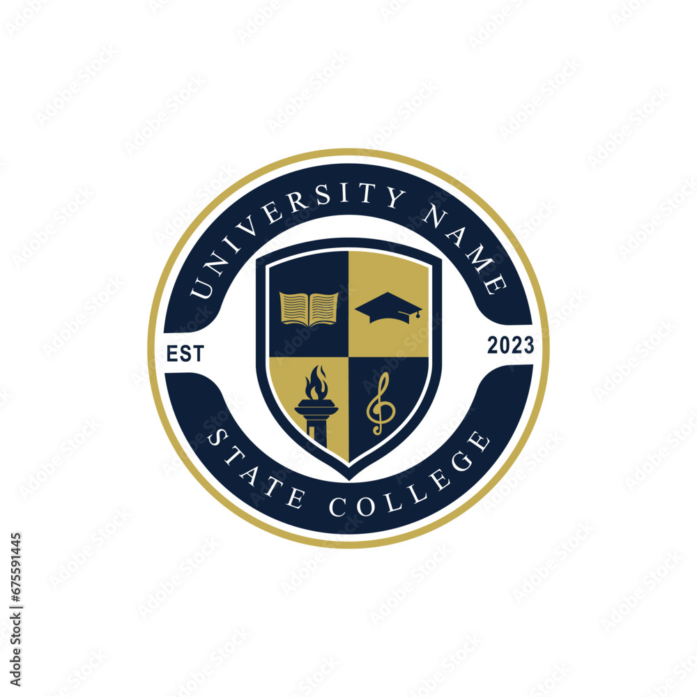 Naklejka premium University college school badge logo design vector image. Education badge logo design. University high school emblem
