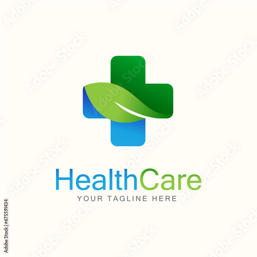 Medical Logo health care medical leaf organic green nutrition leaves. Healthcare and Pharmacy Logo Design and Icon Template