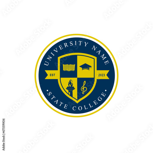 University college school badge logo design vector image. Education badge logo design. University high school emblem