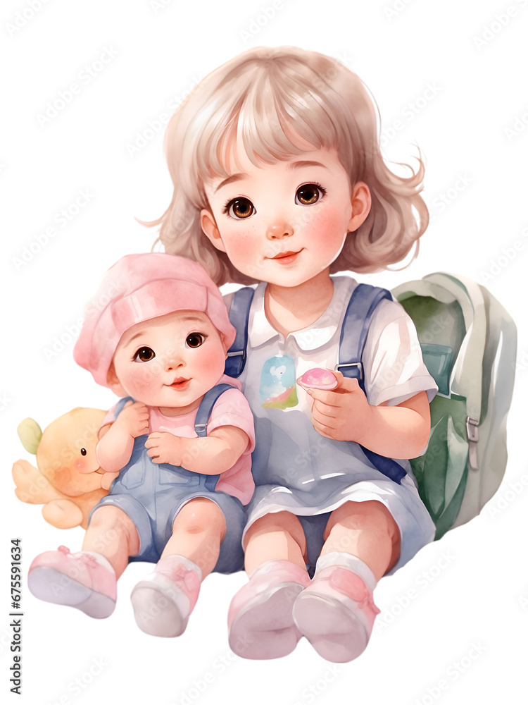 Sister take care of her younger sitter. Young kids together. Sister take care of her younger sitter. Young kids together.