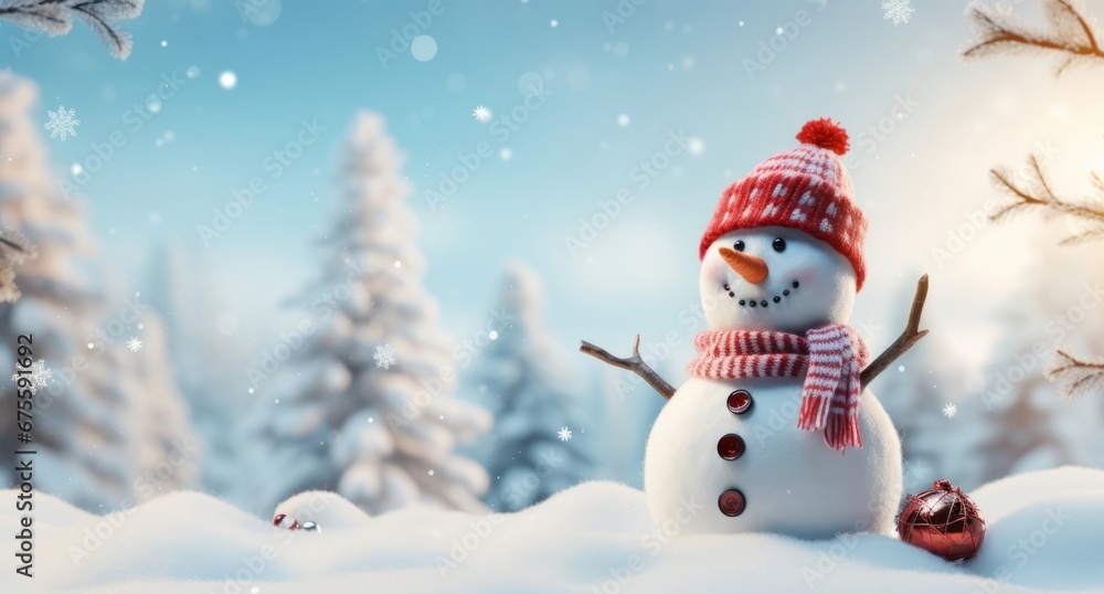 Funny Christmas Snowman in snow Funny Christmas Snowman in snow
