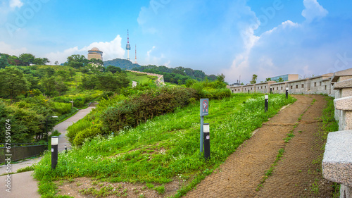 Fototapeta Naklejka Na Ścianę i Meble -  Namsan Park, Seoul, South Korea. A beautiful public natural landmark near N-Seoul Tower