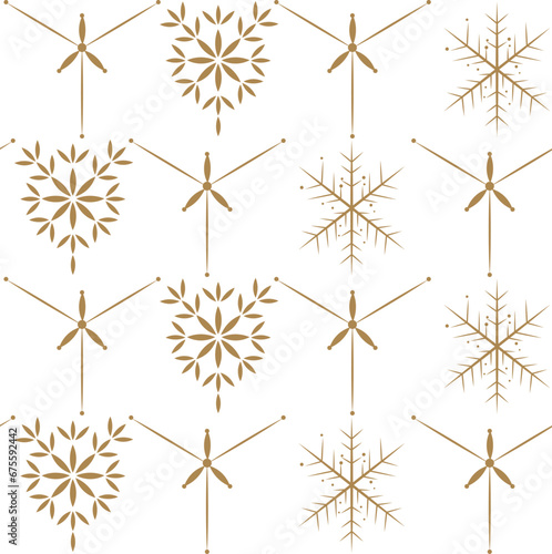 Snowflake illustration background in vintage style. Japanese background with geometric pattern decorations card design. Line elements. 