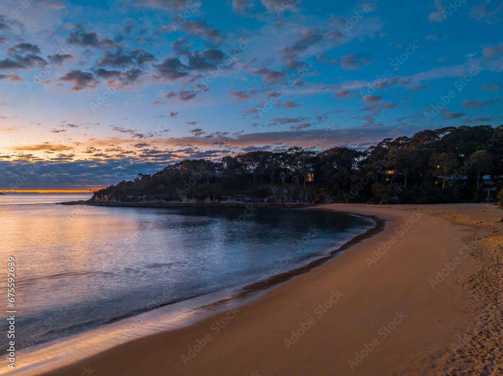 Aerial sunrise seascape with pretty cloud filled sky Aerial sunrise seascape with pretty cloud filled sky