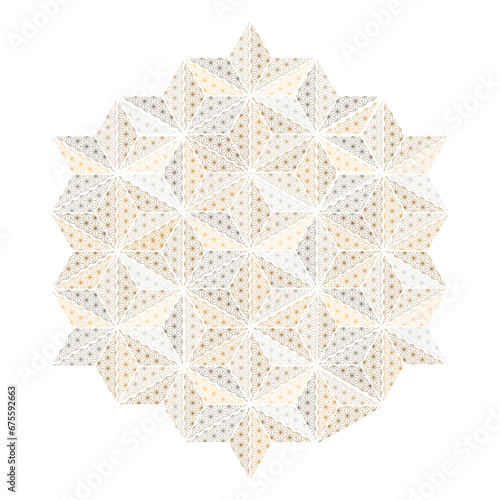 snowflake isolated on white. Geometric pattern in Japanese style