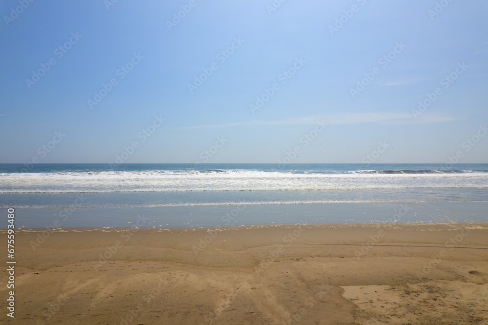 beach and sea, Incredible beauty of white sand beach with walkers filmed in 4k