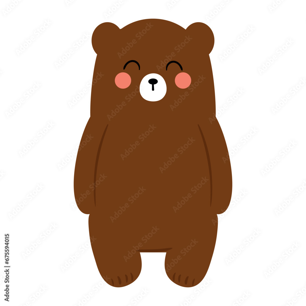 Obraz premium Cute illustration of cartoon brown bear with cute handwriting. cute animal wallpapers, backgrounds and cards