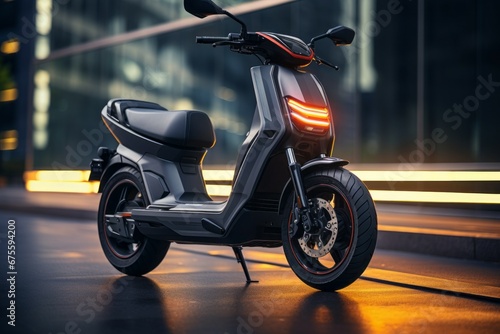 Modern electric scooter. Background with selective focus and copy space