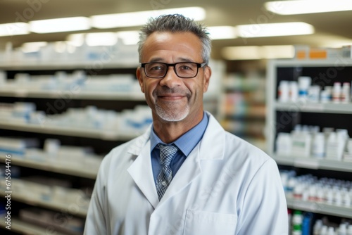 Male pharmacist. Portrait with selective focus and copy space © top images