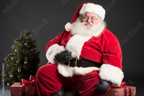 Santa Claus during the winter holidays. Merry Christmas and Happy New Year concept. Background with copy space © top images