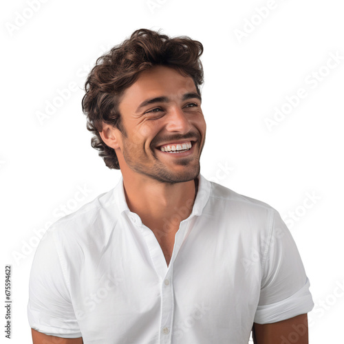 Close-up portrait of a man smiling isolated on transparent background