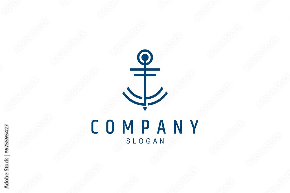 Anchor logo design in flat vector design style Anchor logo design in flat vector design style