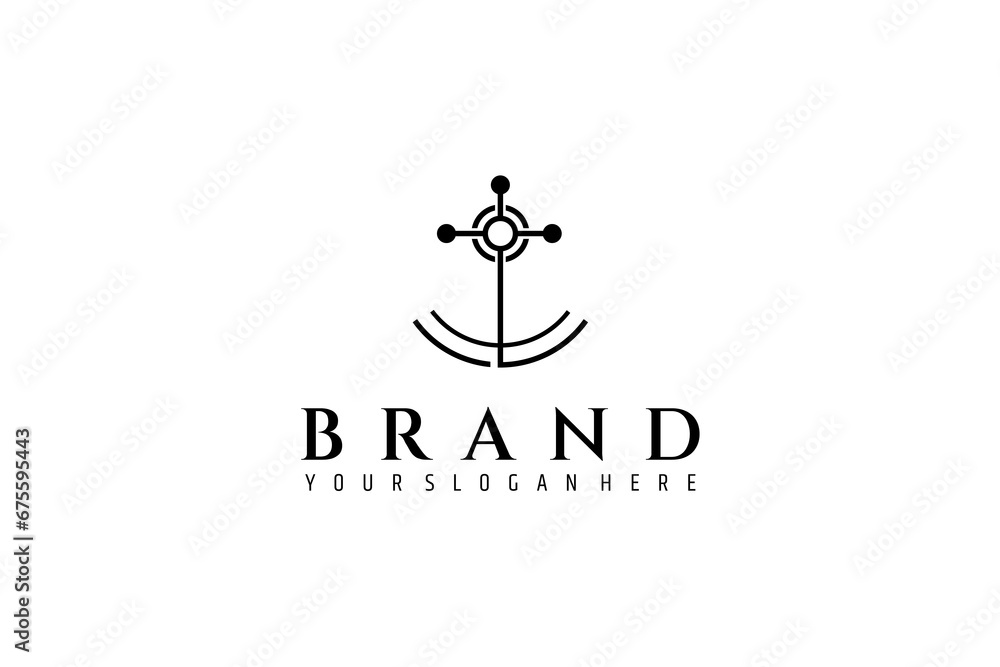 anchor vector logo design template - obrazy, fototapety, plakaty 