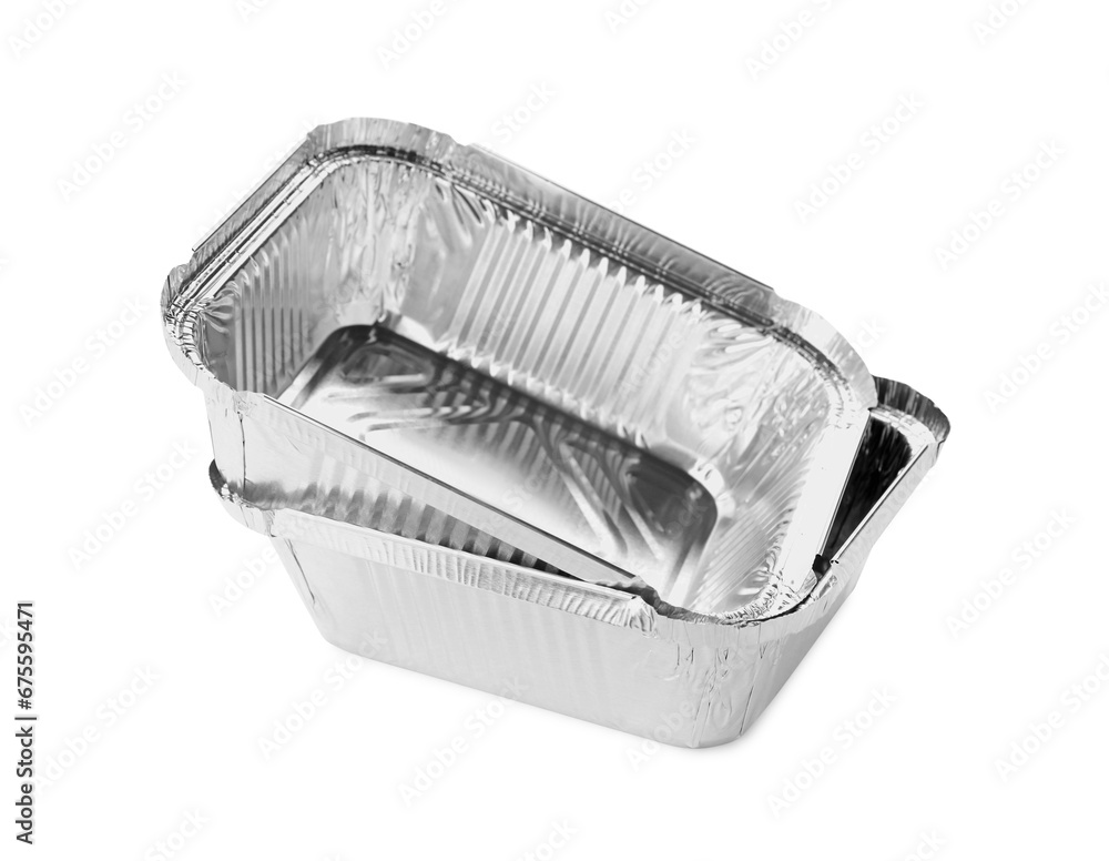Two aluminum foil containers isolated on white Two aluminum foil containers isolated on white