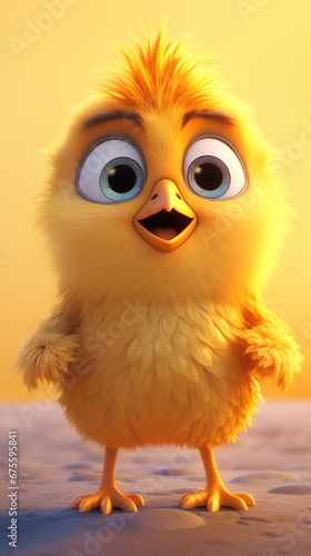 Playful little chick with bright, big eyes