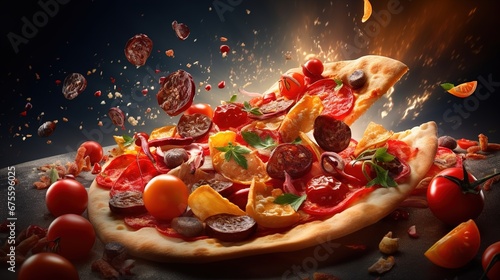 Wallpaper Mural Closeup of freshly baked pepperoni pizza Torontodigital.ca