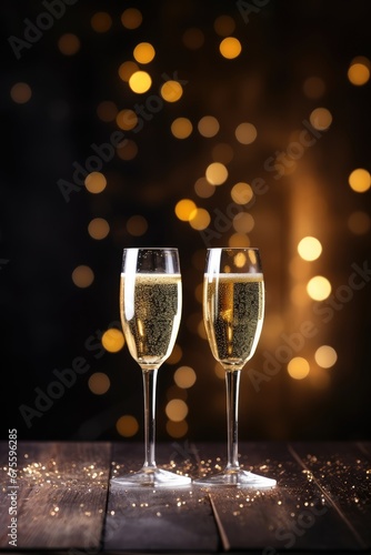 Elegant Celebration: Two Glasses of Bubbly Delightfully Cheers and Sparkles