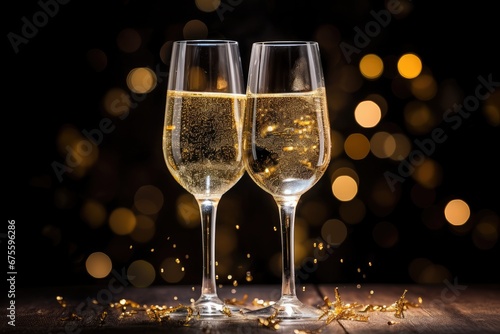 Elegant Celebration: Two Glasses of Bubbly Delightfully Cheers and Sparkles