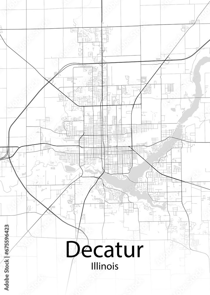 Decatur Illinois minimalist map