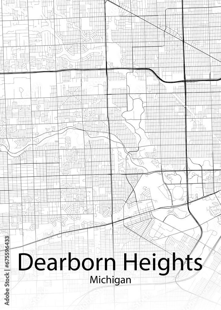 Dearborn Heights Michigan minimalist map